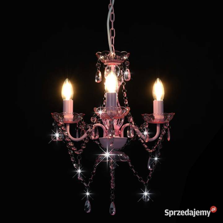 vidaXL Żyrandol z koralikami różowy okrągły 3 mazowieckie Warszawa