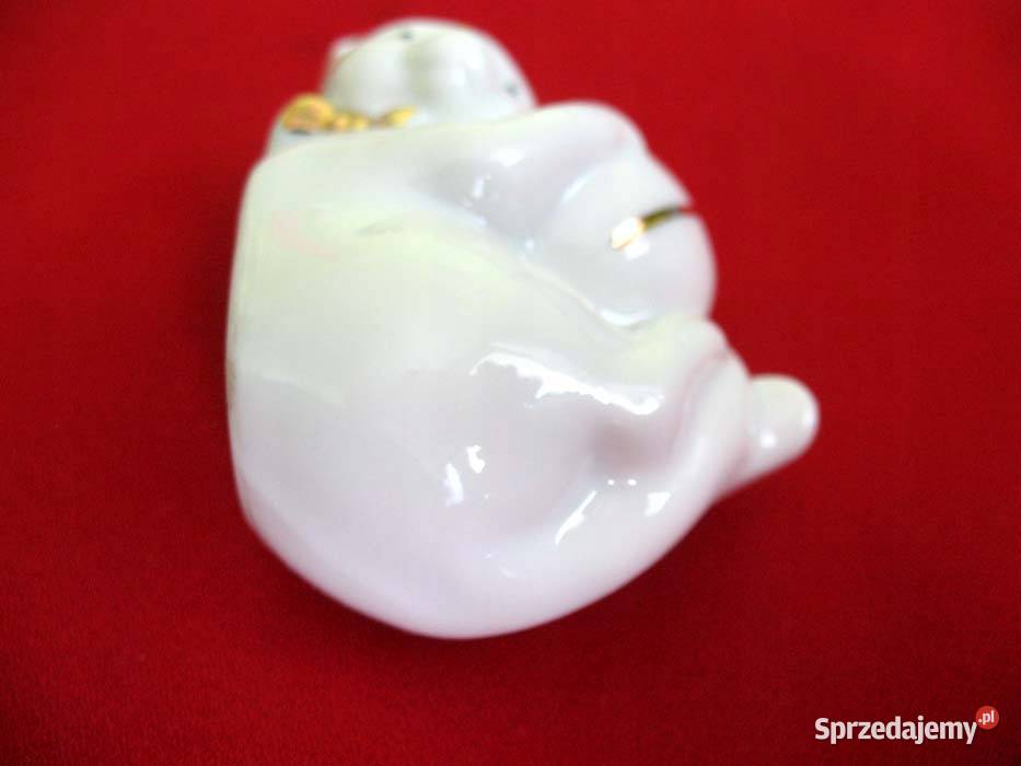 Kot mały kotek z piłką porcelana figurka 5 x 7 x biały Siedlce