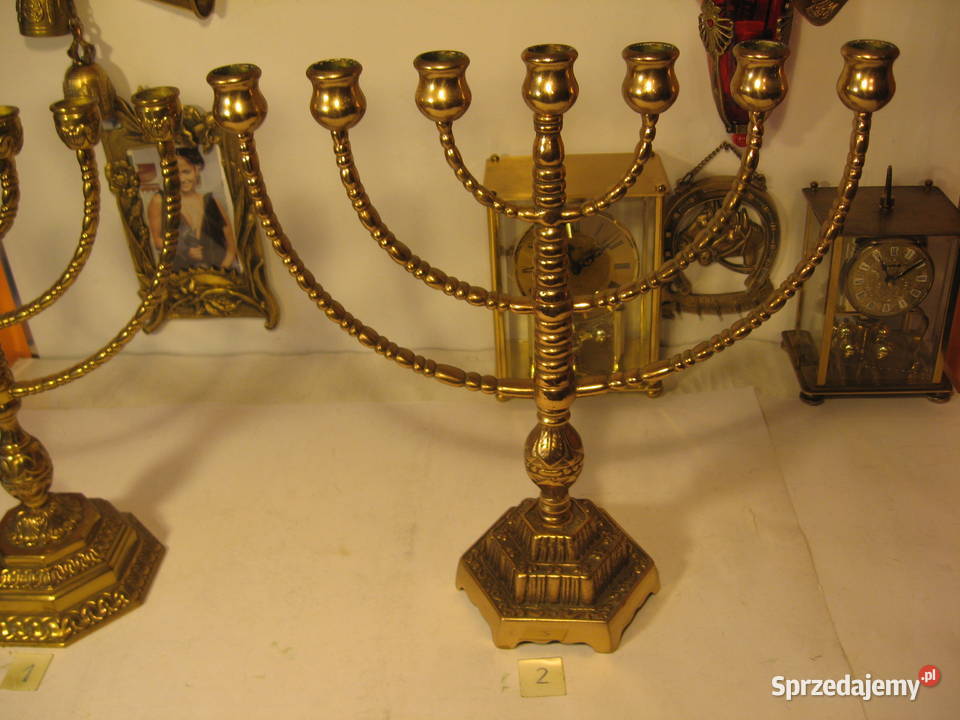 Mosiężny świecznik menora Mosiądz Kolekcja Poznań