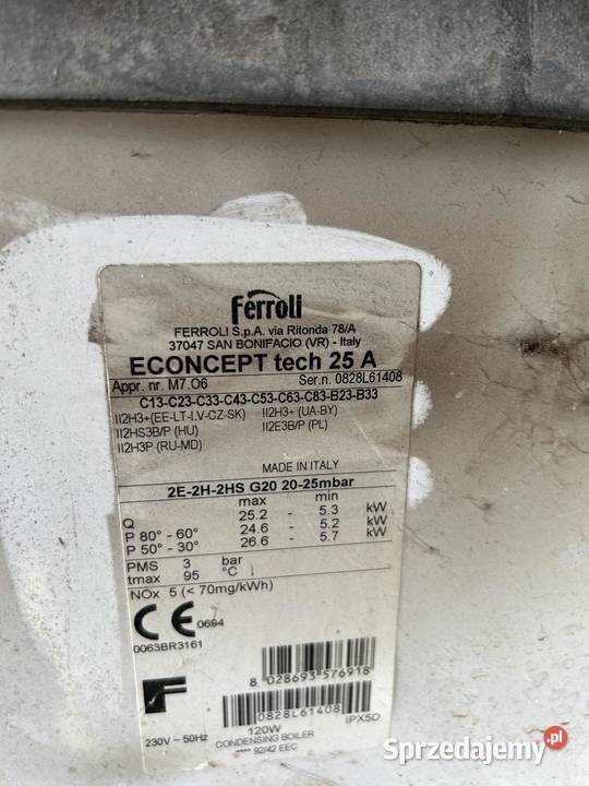 Ferroli Ecoconcept Tech 25A piec gazowy na Gorzów Wielkopolski sprzedam