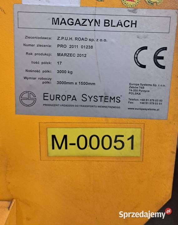 Automatyczny magazyn blach Europa Systems Włoszczowa