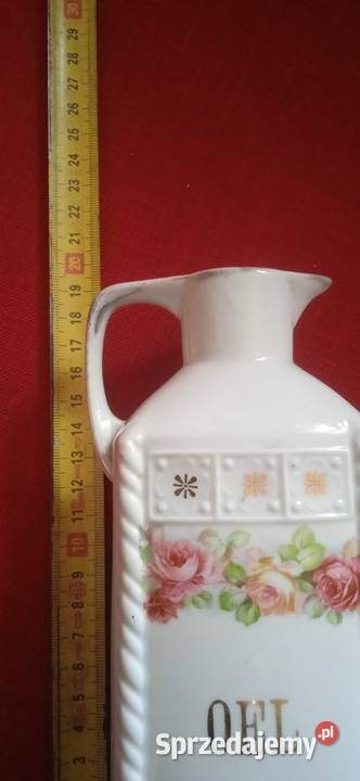Stary porcelanowy dzbanek do oleju sygnatuta Porcelana i szkło dolnośląskie Świdnica