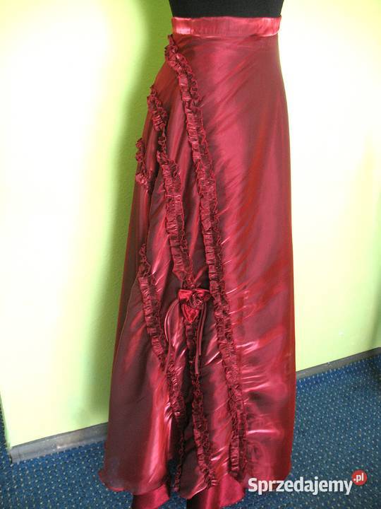 Spódnica maxi szyfon 38 M pas 70 czerwony Siedlce