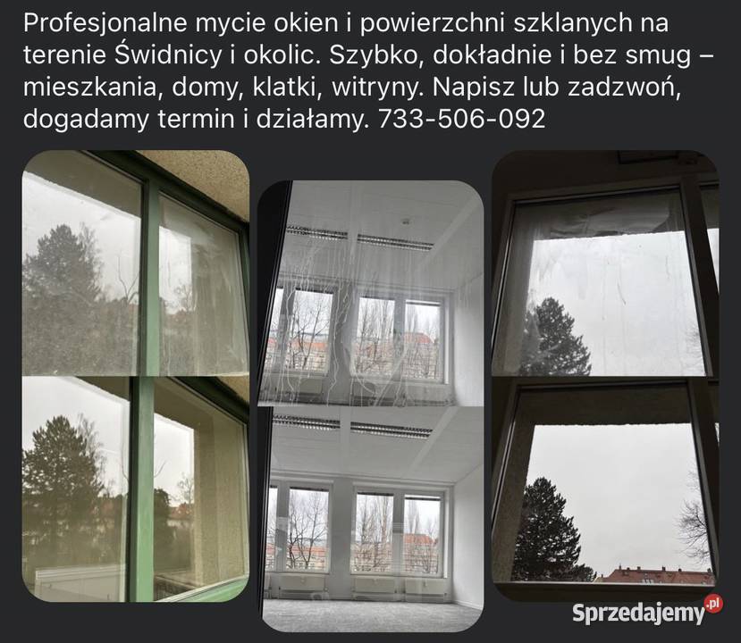 Mycie okien witryn sklepowych i szyb bez smug