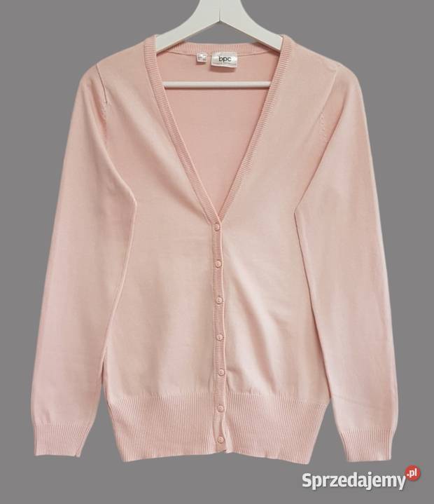 Damski bawełniany sweter pudrowy róż z długim Rozpinane  Chrzanów