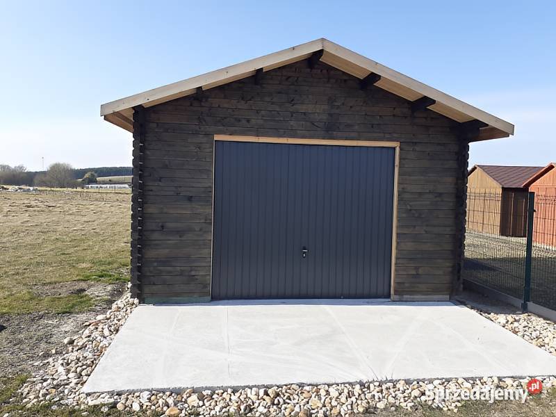 Garaż 2 z balika drewniany 45x45 Brama garażowa Parzymiechy