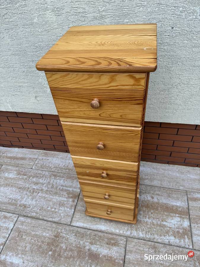 Szafka z szufladami drewniana sosnowa słupek Sulbiny