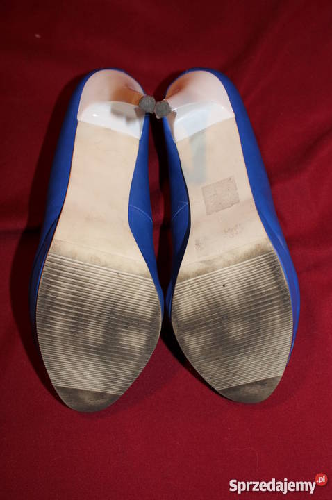 Szpilki Centro na koturnie niebiesko białe buty Warszawa