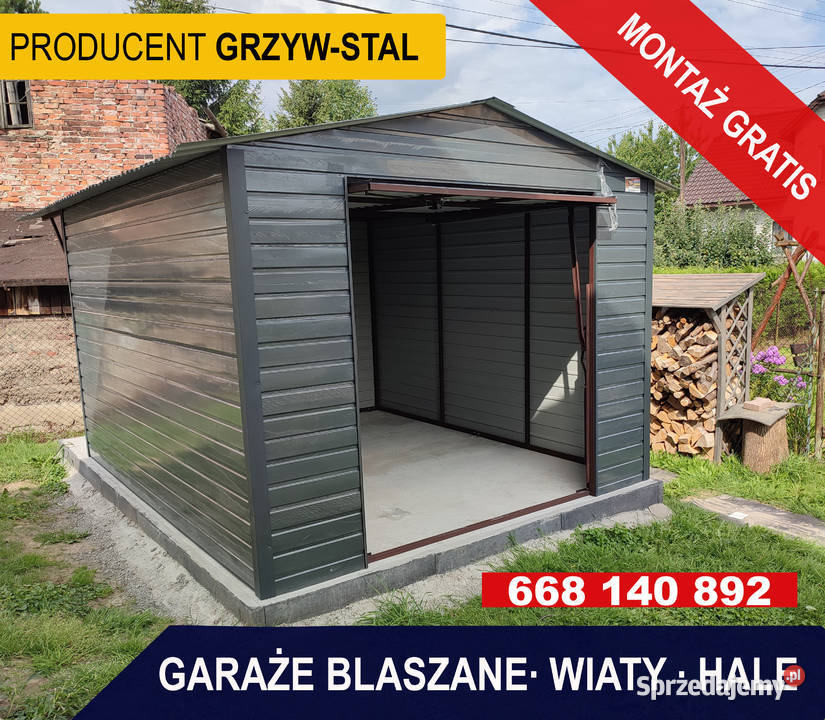 Grafitowy Garaż Blaszany Wiatka Schowek na Gliwice