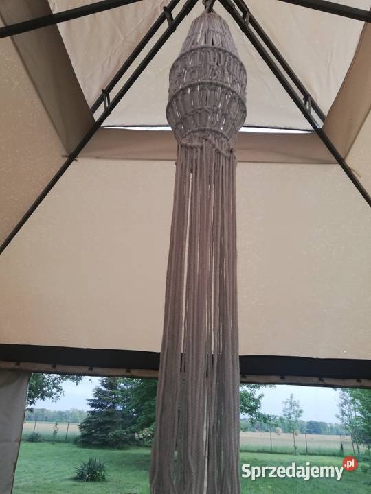 Białoszary lampion wiszący lampa abażur makrama Kraków