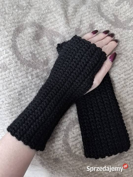Mitenki rękawiczki bez palców handmade czarne dolnośląskie Wrocław