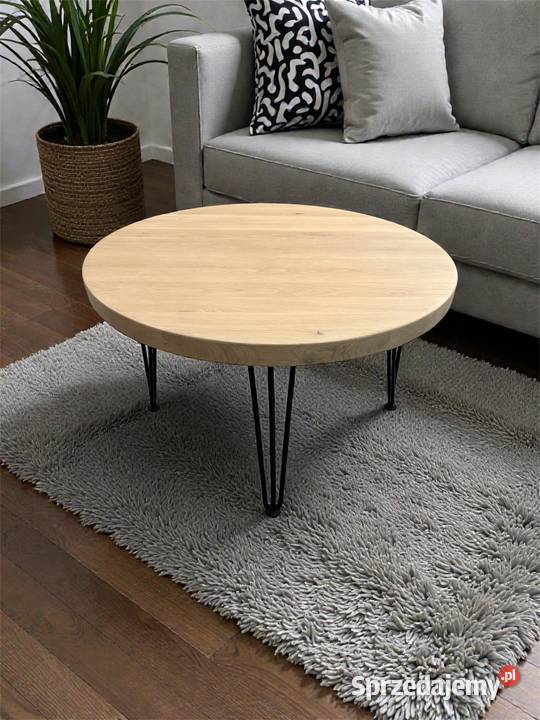 Stolik kawowy dąb bielony średnica 70 wysoki 45