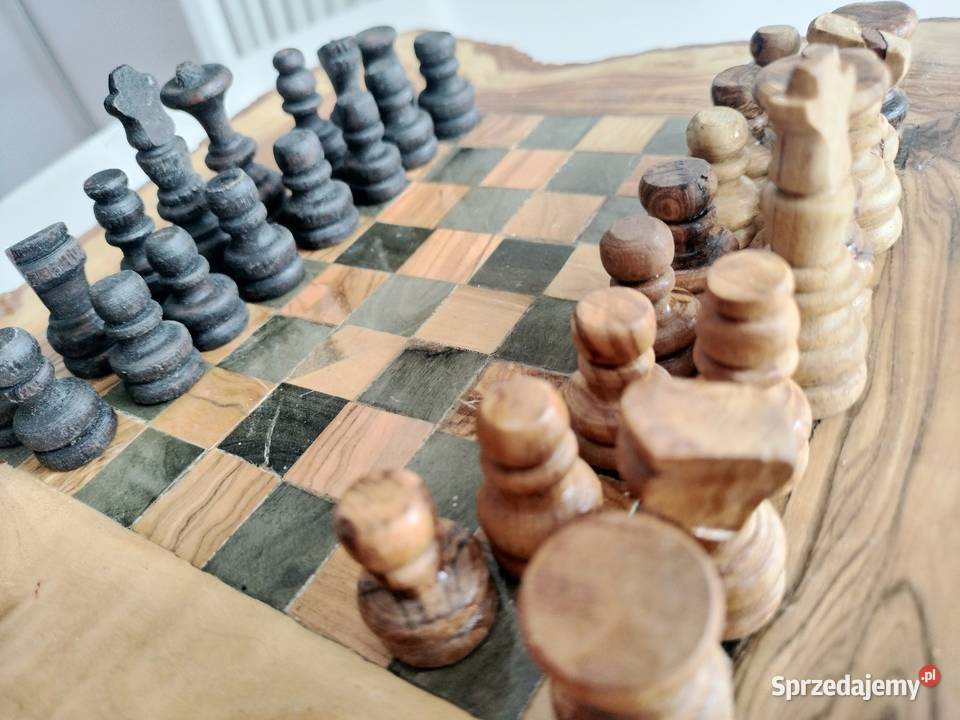 Szachy z drewna oliwnego Antyki, Sztuka, Kolekcje Kamień Pomorski sprzedam