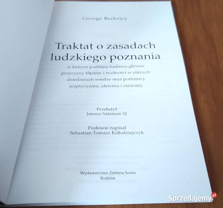 Traktat O Zasadach Ludzkiego Poznania George Berkeley Gdańsk Sprzedajemypl 6757