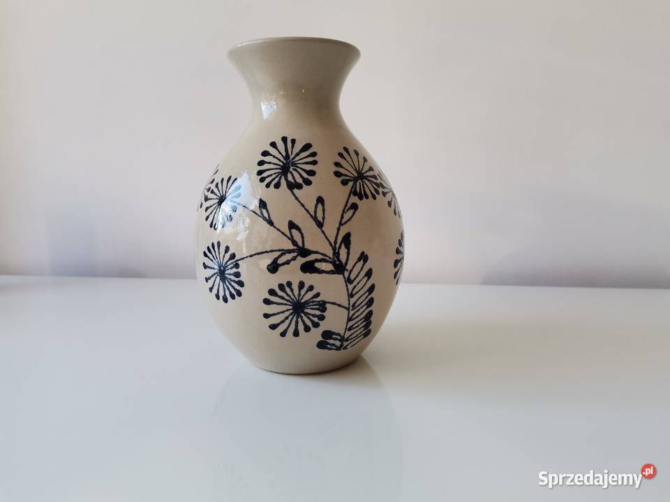 Stary wazon w kobaltowe kwiaty Porcelana i szkło Katowice