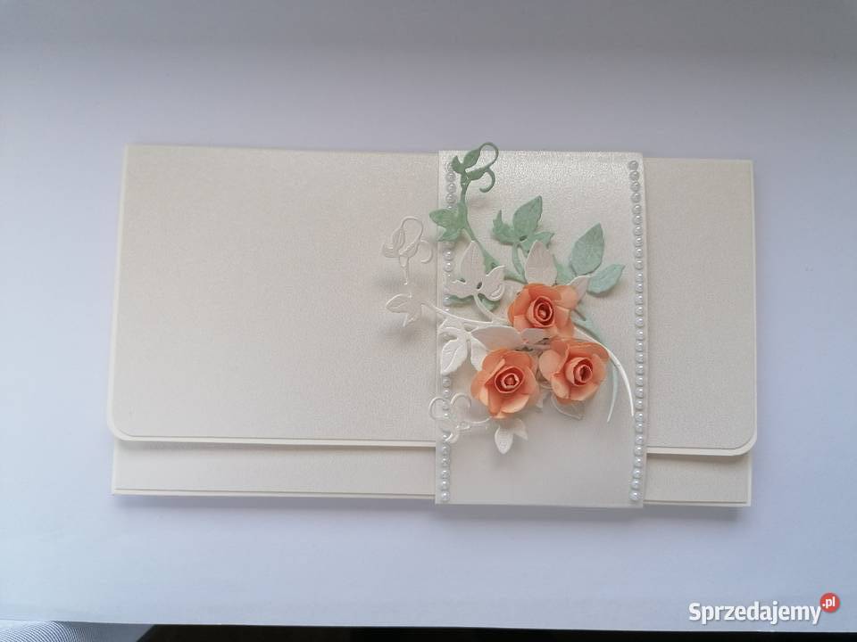 Kartka własnoręcznie wykonana kopertówka ślub Strzebiń