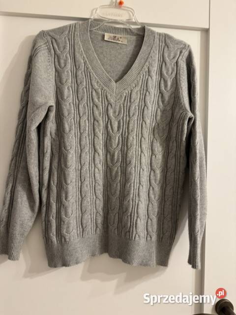 Sweter damski szary ML z warkoczami bawełna Rozmiar 38(M) Częstochowa