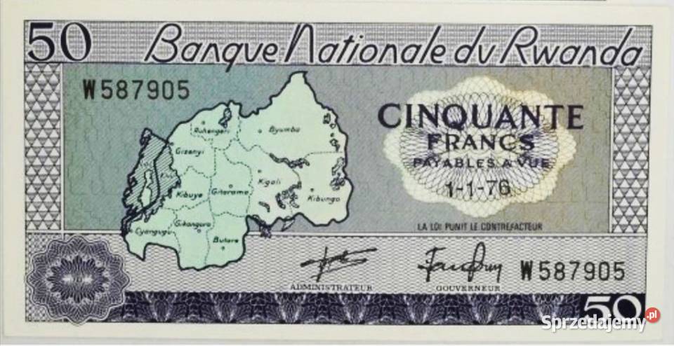 RWANDA 1976 50 franków UNC wysyłka Kolekcje Człuchów