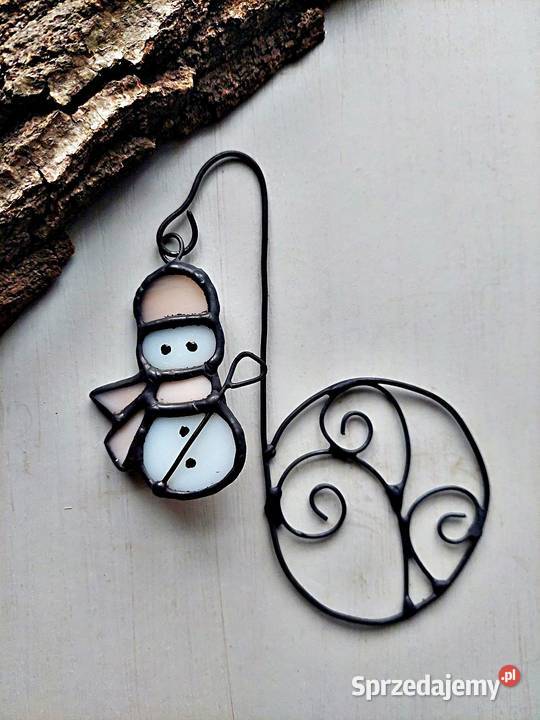 zakładka do książki bałwanek łososiowy witraż Rękodzieło Piekary Śląskie