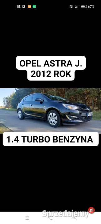 Opel Astra J lift 1.4 turbo benzyna 2012 rok