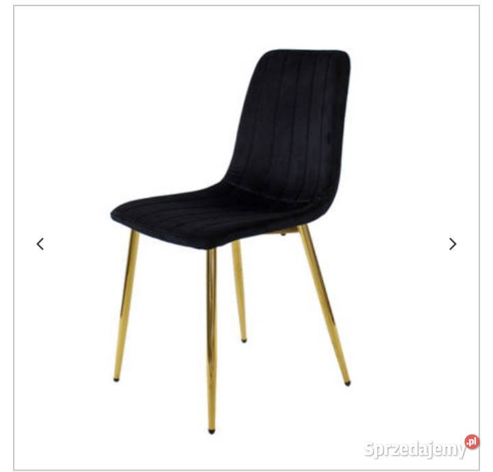 Krzesło czarne na złotych nóżkach wzór pasy
