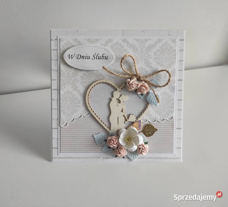 Kartka na ślub ręcznie robiona handmade serce Łódź