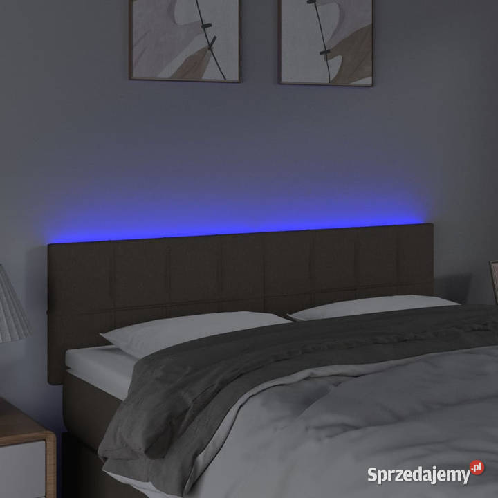 Zagłówek do łóżka z LED taupe 144x5x7888 tkanina Warszawa