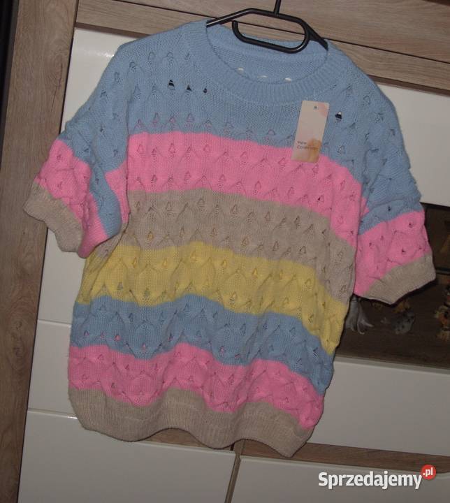 Multi kolorowy sweterek krótki rękaw ML Rawicz