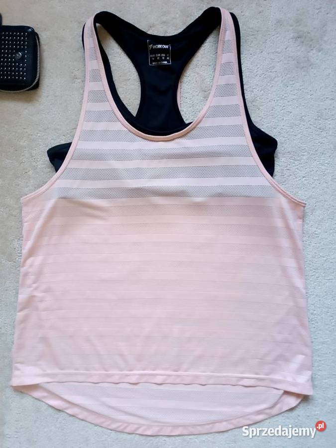Pudrowo różowa koszulka sportowa na ramiączkach