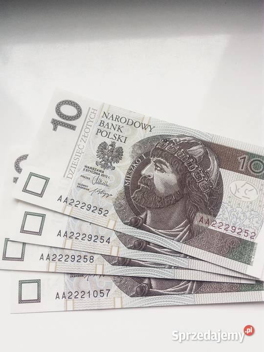 Banknoty kolekcjonerskie 10 zl 2012 r seria AA