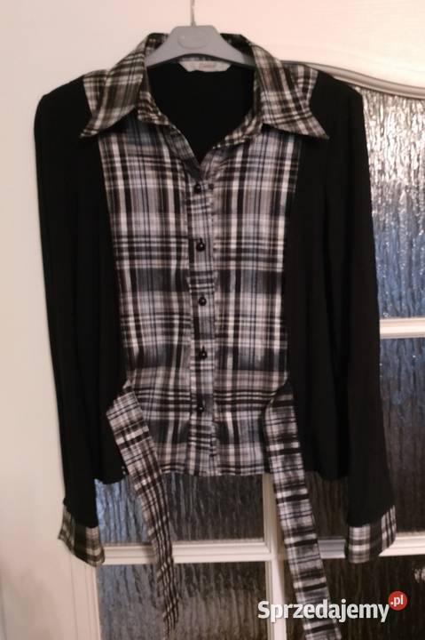 CZARNA bluzka z długimi rękawami i biało czarną Oborniki sprzedam