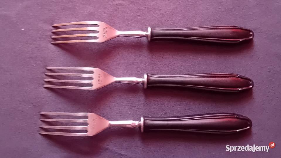 Trzy widelce Gerlach z bakelitowymi trzonkami Koźminek