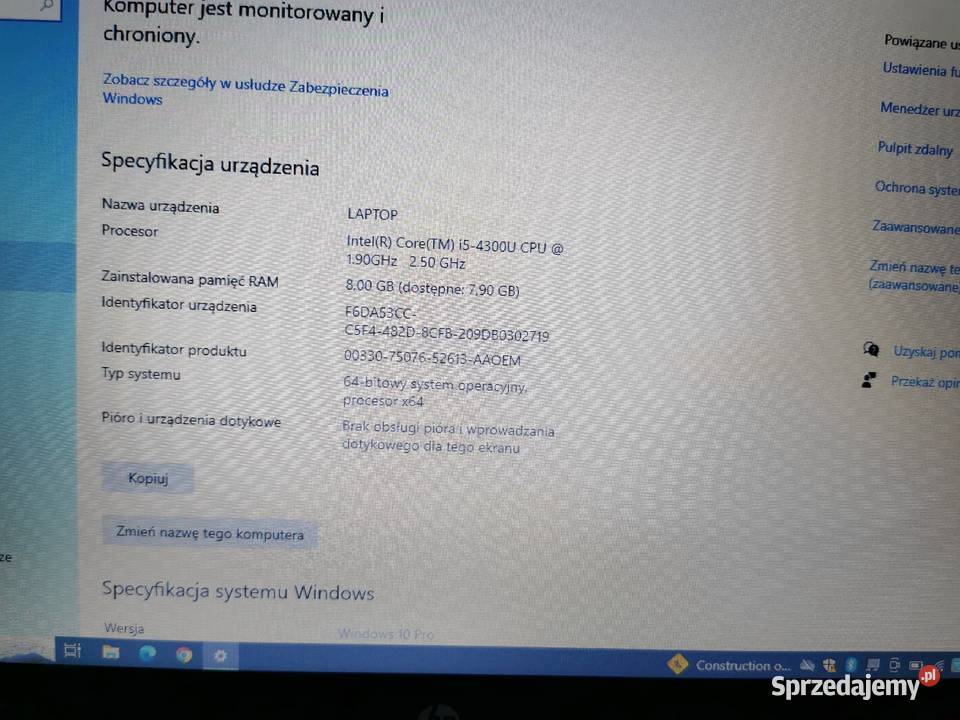laptop HP Elitebook 840 i5 8ram 356ssd podsw Intel Core i5 Ruda Śląska sprzedam