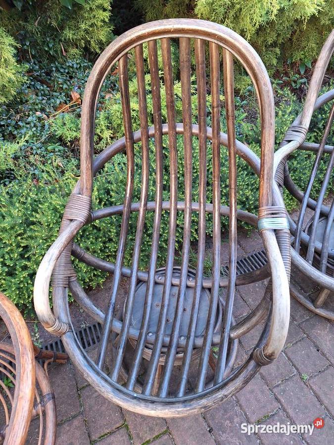 Dwa fotele obrotowe rattan plus stolik rattanowy Gdynia sprzedam