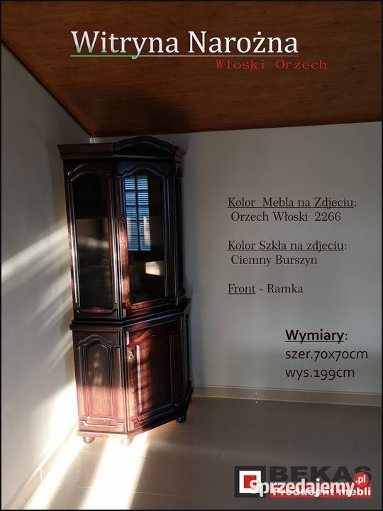 Stylowa Witryna Narożna Dąb Rustikalny Orzech 70cm kujawsko-pomorskie Toruń sprzedam