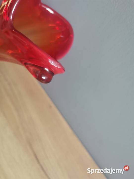 Stary czerwony wazon Sękacz huta Ząbkowice PRL