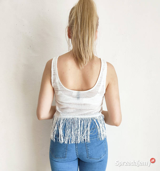 Krótka bluzka crop top HM XS 34 S 36 biała Rozmiar 34(XS) Szczecin