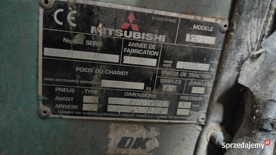 wózek widłowy MITSUBISHI FG20 LPG 2000 330m małopolskie Przysieka