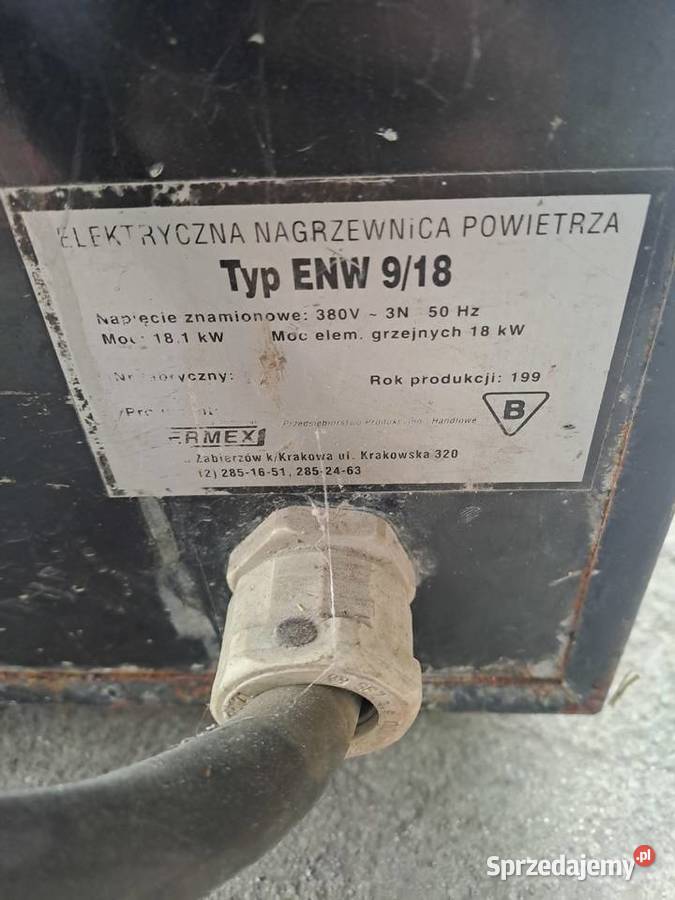 Elektryczna Nagrzewnica Powietrza 18kw Libiąż sprzedam
