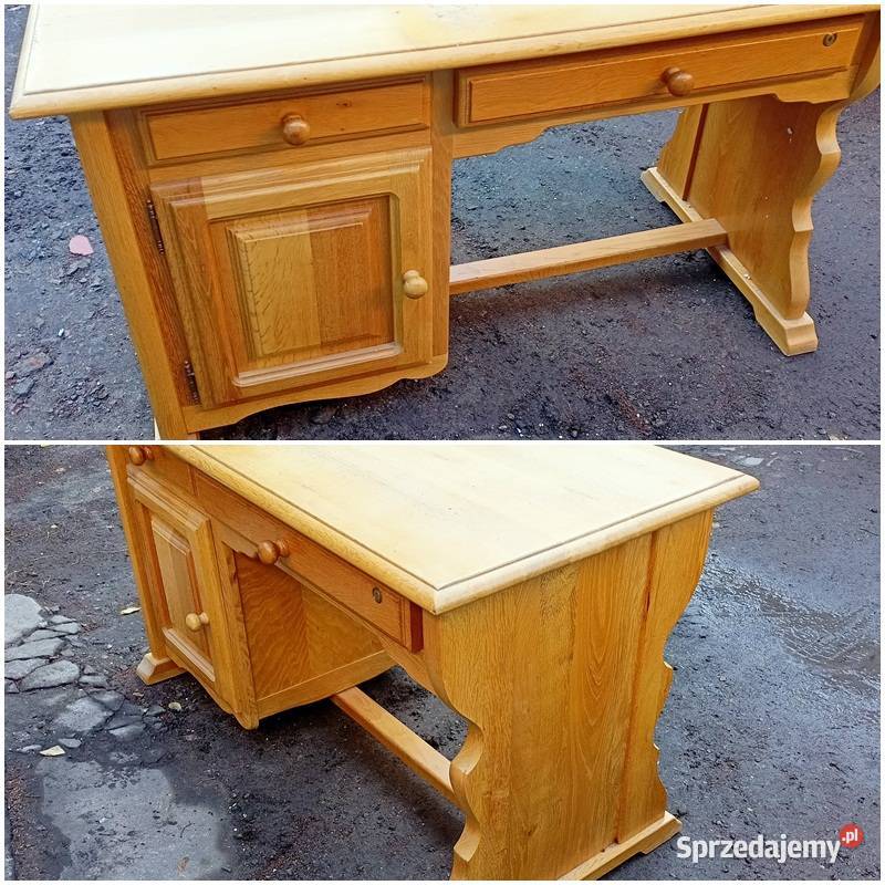 Biurko Drewniane Masywne Uniwersalne Prawe lewe śląskie