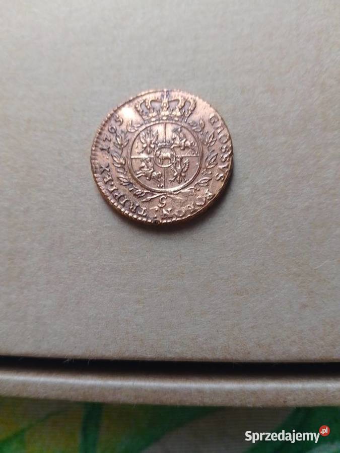 Trojak trzy grosze Zbrojarz 1765r ekstremalnie Numizmatyka Złotoryja sprzedam