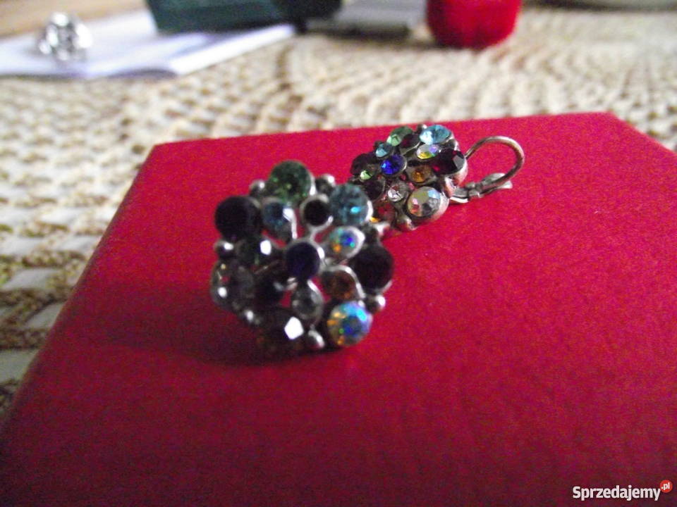 SREBRZONE KOLCZYKI Z KOLOROWYMI CYRKONIAMI Piła sprzedam