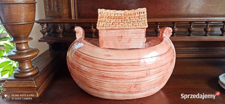 Niezwykła duża ceramiczna waza Arka Noego