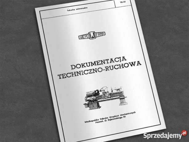 Tokarka TR 45 dokumentacja DTR Kalwaria Zebrzydowska