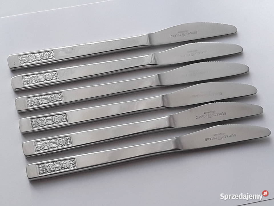 Noże obiadowe 4 RÓŻE Gerlach sztućce PRL Dąbrowa Górnicza sprzedam