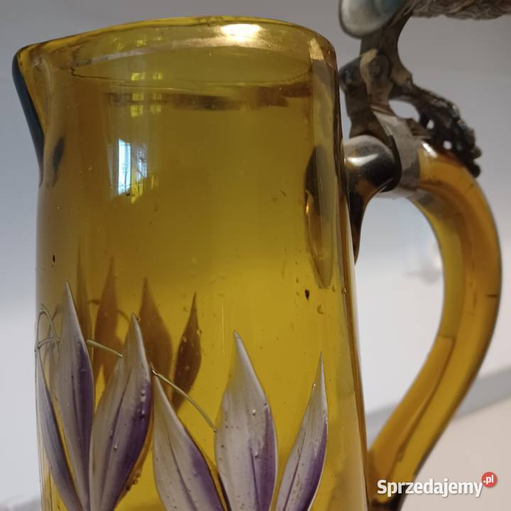 Secesyjny szklany dzban do wina z końca19 w Birofilistyka