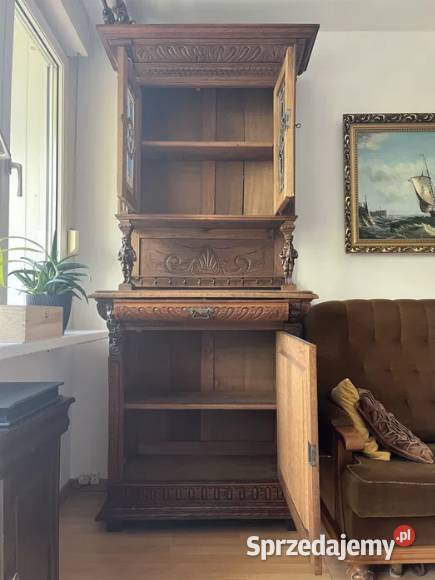 Kredens zabytkowy holenderski antyk lity dąb