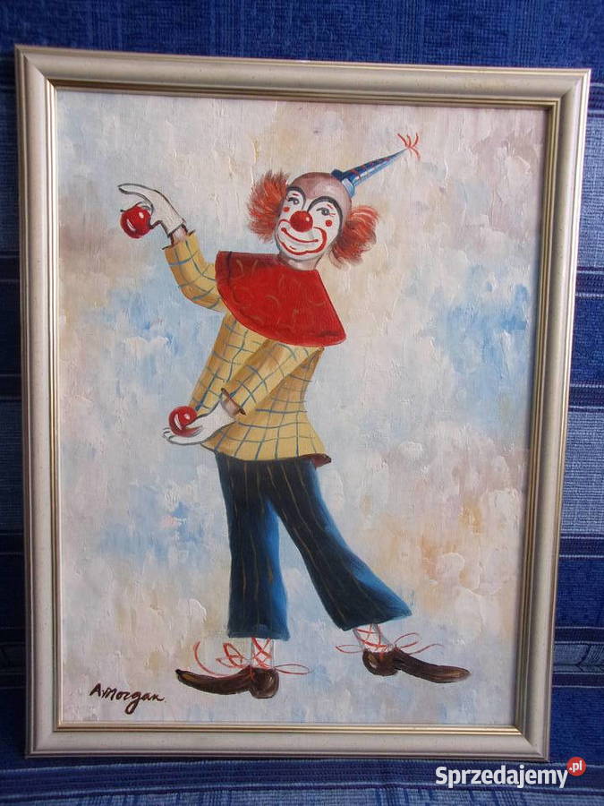 Obraz olejny KLAUN sygnowany AMorgan wym 43x33 Warszawa