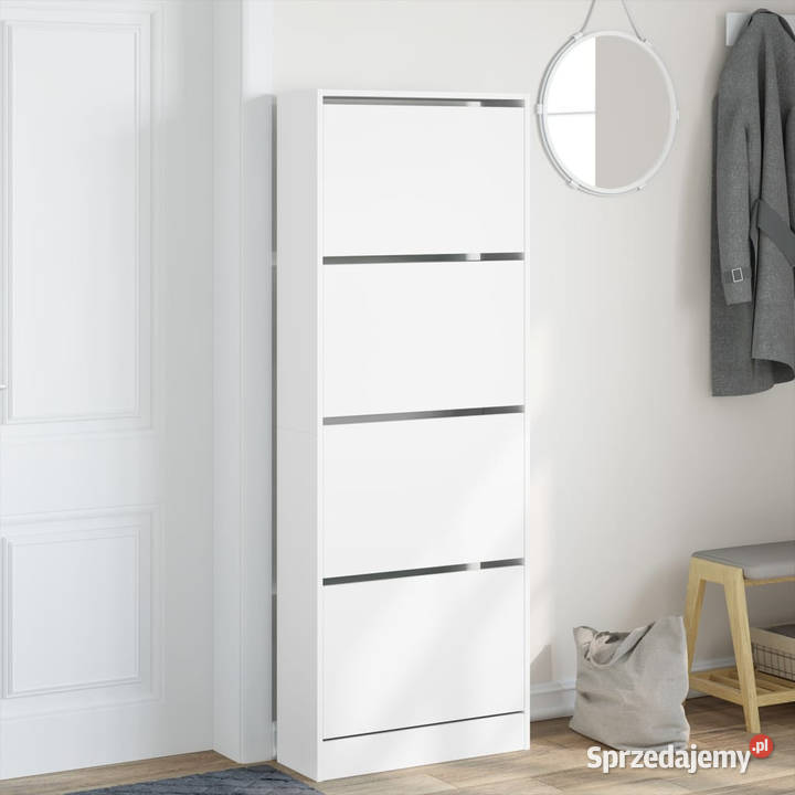 Szafka na buty biała 60x21x1635 materiał