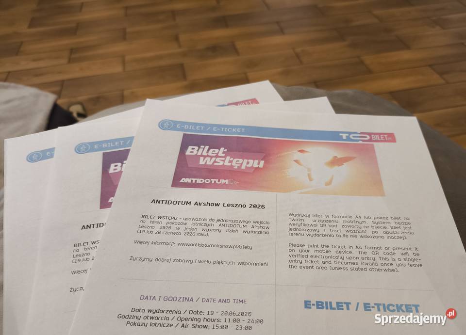 3 Bilety Wstępu na AntidotumPokazy Lotnictwa w